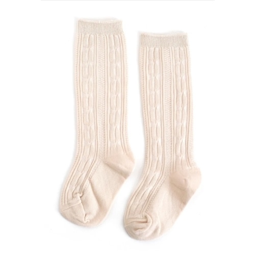 Vanilla Cable Knit Knee High Socks