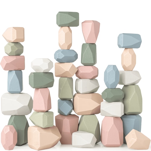 Comfy Cubs Stacking Blocks for Toddlers 36 Pieces - Educational Wooden Blocks Toddler Toys Set