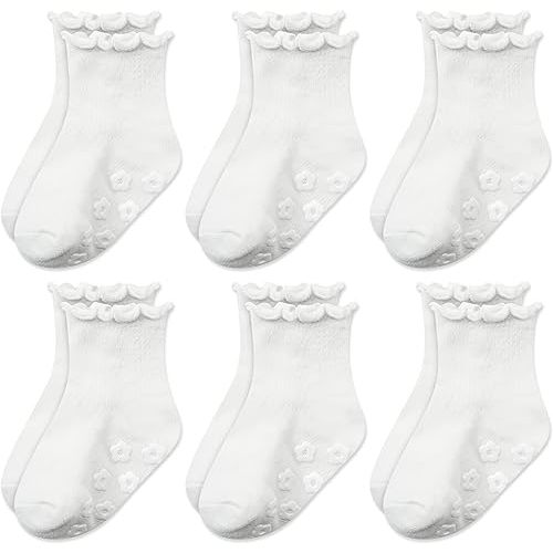 Mother's Choice Organic Cotton Blend Baby Socks 6 Pairs – Non-Slip Grip Socks for Infants & Toddlers, Soft Breathable
