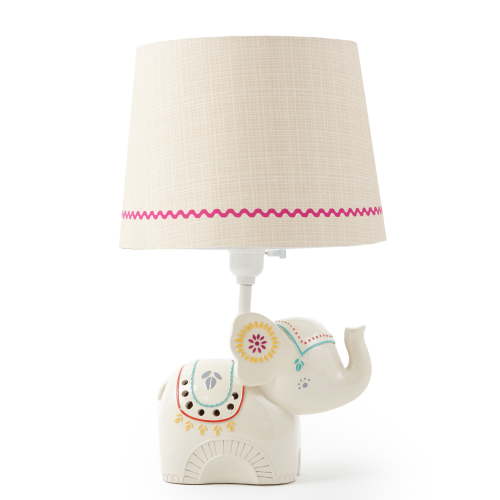 Levtex Baby - Zahara Table Lamp - Elephant Lamp - Nursery Lamp - Base And Shade - Orange, Teal, Yellow, Red, Fuchsia - Nursery Accessories - Measurements: 22 in. high and 6 in. diameter