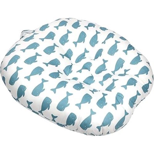Floor Lounge Pillow, Skin Friendly Lounger Pillow with Handle Multifunctional Soft 𝖡𝖺𝖻𝗒 Shower Gift (White-Blue)