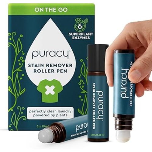 Puracy Stain Remover Pen Stain Stick, Natural Based Travel and Laundry Stain Cleaner for Clothes, Baby Essentials, Kids Stains, Oil and Fabric Spot Cleaner, Unscented (Pen, 3 pack)