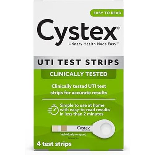 Cystex UTI Test Strips for Women & Men, at-Home Urinary Tract Infection Test with Fast, Accurate Results in 2 Minutes, Easy to Use, 4-Count