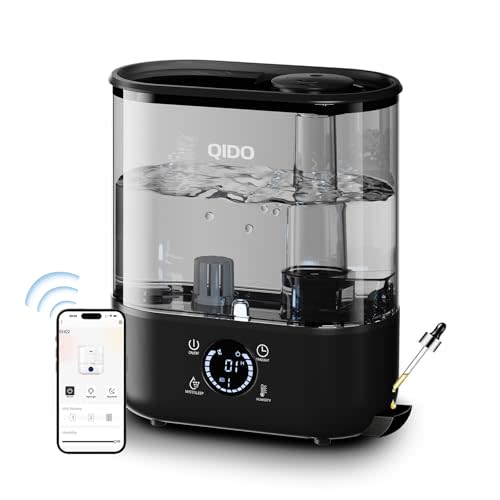 GTPLAYER Smart Humidifiers for Bedroom, 5L Top Cool Mist Humidifier Essential Oil Diffuser for Baby & Plants, 3 adjustable Mist with 28dB Quiet, Touch/APP/7-color Nightlight, 36H Runtime, Black