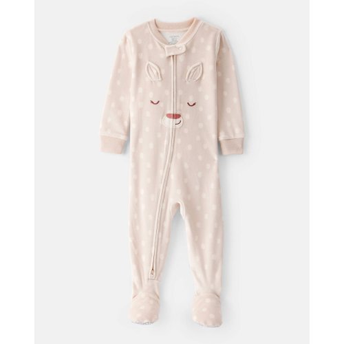 Baby Girl Deer Print DreamPlush Snug Fit Long-Sleeve 2-Way Zip Pajamas - Tan | Carter's