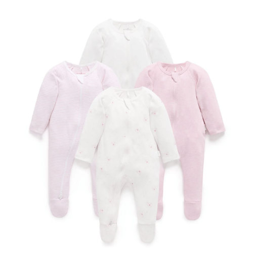 Girls' 4 Pack Zip Footie - Newborn