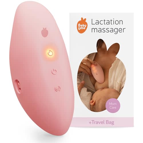 Baby Uma Lactation Massager with Heat & Vibration - Silicone Breast Massager for Breast Feeding, Clogged Ducts & Engorgement Relief, Waterproof & Rechargeable, Pumping Essentials (+ Travel Bag)