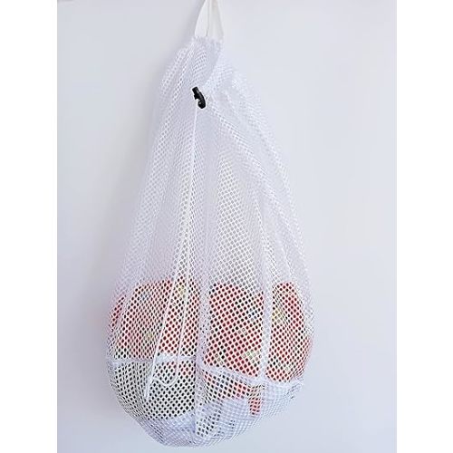 Small Commercial Mesh Laundry Bag with Handle and Drawstring for Dormitory, Travelling, College,Apartment, Camping, RV, Machine Washable, Hanging Mesh Bag,20×17inc