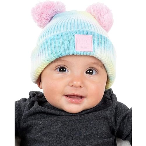 Funky Junque Baby Beanie Hat - Soft Knit Winter Cap with Double Pom Pom - Easter Pastels, Classic Solids, Value Packs