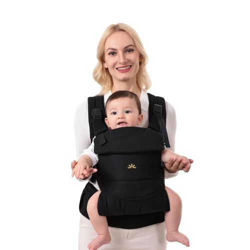 Baby Carrier for Newborns to Toddlers, Adjustable, Ultra-Soft and Weightless, Ergonomic Baby Carrier with Head Support, Baby Travel Gear, Baby Essentials (Black)