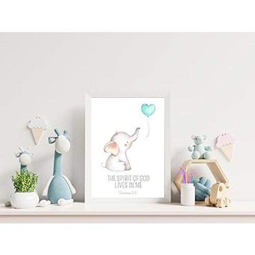 Kids Bible Verse Wall Decor Poster, Elephants Kids Room Art, Church Sunday School Art Christian Poster Christian Nursery Bible Verse Wall Elephants Room,351