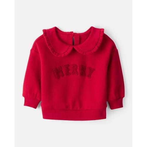 Baby Girl Fleece Christmas Merry Long-Sleeve Pullover Sweatshirt - Red | Carter's