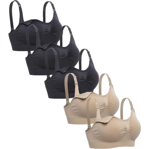 Lataly Womens Seamless Nursing Bra Sleeping Maternity Bralette for Breastfeeding Pack of 3