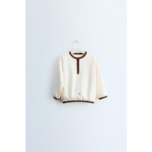 ZARA TIMELESS - CONTRAST MOCK-NECK SWEATSHIRT - Light ecru Size 1.5