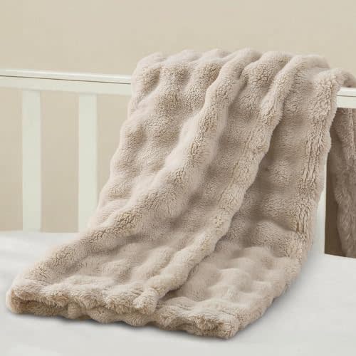 Yurhap 3D Cloud Bubble Baby Blankets for Boys Girls Cuddly Fleece Baby Gift | Ultra Soft Fluffy Baby Boy Blankets, Baby Essentials Stuff for Infant Toddler Newborn, For Crib Stroller, 30"x40”, Khaki