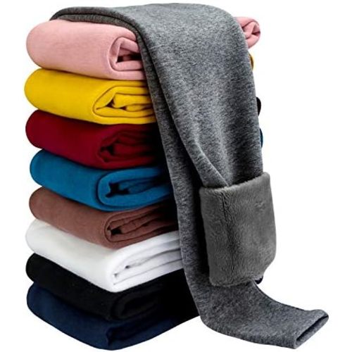BOOPH Girls Fleece Lined Leggings Toddler Kids Winter Warm Basic Full Length Pants