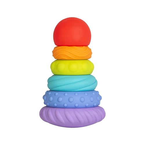 Ubbi Baby Teether Totter, Multi-Textured Food-Grade Silicone, 6 Piece Set, Early Development Toy, Baby's First Christmas Stocking Stuffer