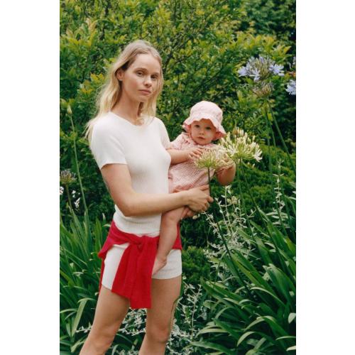 GINGHAM BODYSUIT WITH EMBROIDERED FLOWERS - Pink / White | ZARA United States