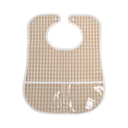Trvl Clean Up Bib- Khaki Gingham