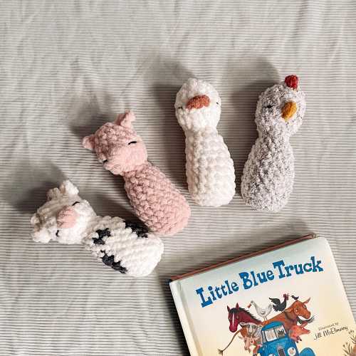 Farm Animal Rattle Peg Dolls | Mini Cuddle Critters | Farm Collection | Rattle Toy | Farm Nursery | Made to Order | Infant Toys