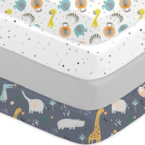 Bimocosy Sábanas para cuna, paquete de 4, 52 x 28 pulgadas, para niños y