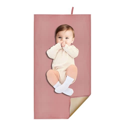 Wipeable Changing Pad for Baby, Dusty Pink Diaper Changing Mat for Baby Travel or Home, Foldable Mat Fits Perfectly in Diaper Bag (67-05)