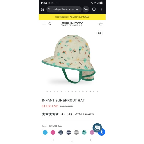 Infant Sunsprout Hat | UPF 50+, Adjustable Baby Sun Hat | Sunday Afternoons