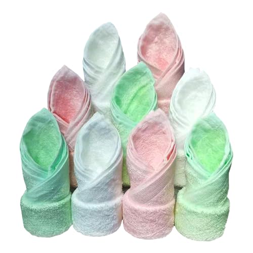 Feibi Baby Washcloths 9 Pack - Natural Soft Face Towels, Wipes, Burp Cloths - Absorbent Baby Wash Cloth for Newborn, Infants &Toddlers Essentials, Baby Registry as Shower-10'' x10'', Multicolor