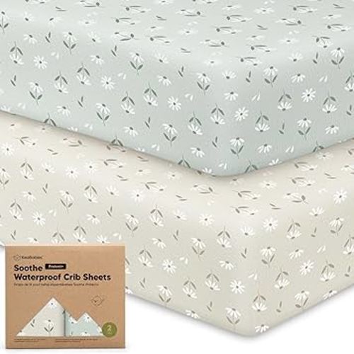 Amazon.com : 2-Pack Waterproof Crib Sheets for Boys, Girls - 52x28 Fitted Organic Cotton Baby Crib Sheets, Toddler Mattress Protector Cover, Washable, Soft & Durable Baby Bedding Essentials (KeaSafari) : Baby