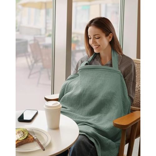 Muslin Nursing Cover for Breastfeeding (Roman Green)