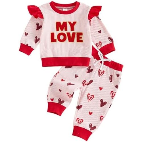 Engofs Toddler Newborn Baby Girl Fall Winter Outfits Long Sleeve Sweatshirt Tops Pants Headband 3Pcs Clothes Set