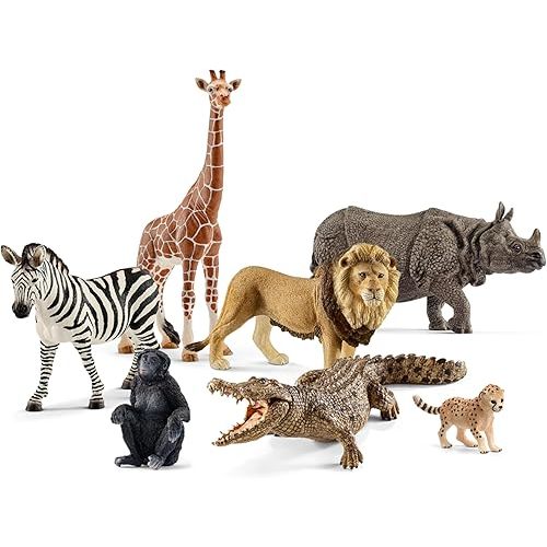 Schleich Wild Life - 7PC Savannah Animal Toy Bundle