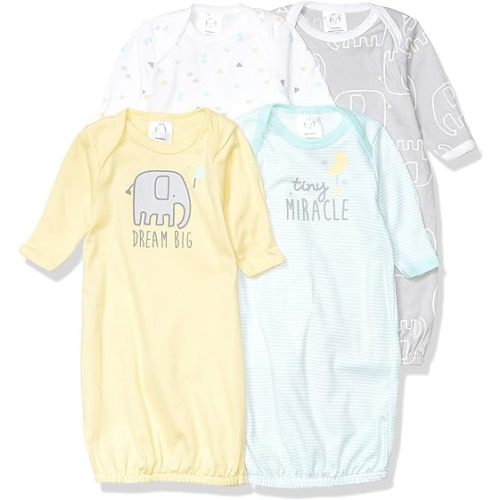 Gerber Unisex Baby 4-Pack Sleeper Gown, 0-6M
