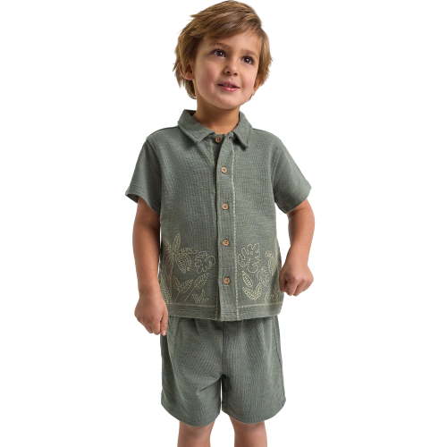 Modern Moments by Gerber Baby and Toddler Boy Button Front Shirt and Short Set, 2-Piece, Sizes 0/3 Months - 5T