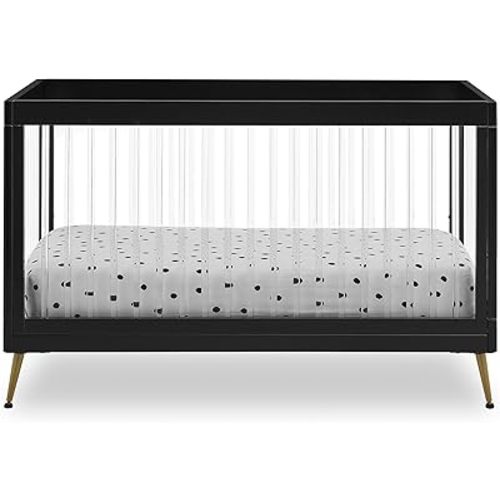 Delta Children Sloane 4-in-1 Acrylic Convertible Crib - Greenguard Gold Certified, Black/Bronze