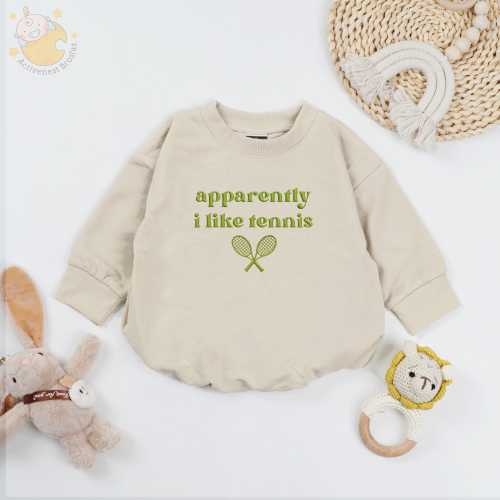Embroidered Apparently I Like Tennis Baby Romper, Future Tennis Player Bodysuit, Little Tennis Crew Toddler Shirt, Sport Kids Apparel