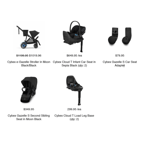 Stroller, Car Seats, and Attachments