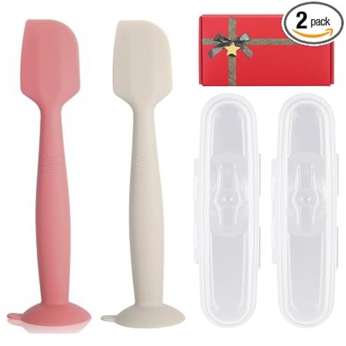 Baby Diaper Cream Spatula with Case,2 Large Diaper Spatula with 2 Travel Case 1 Gift Box,Soft Butt Paste Spatula Baby Butt Spatula,Diaper Cream Applicator Diaper Rash Spatula Red Beige