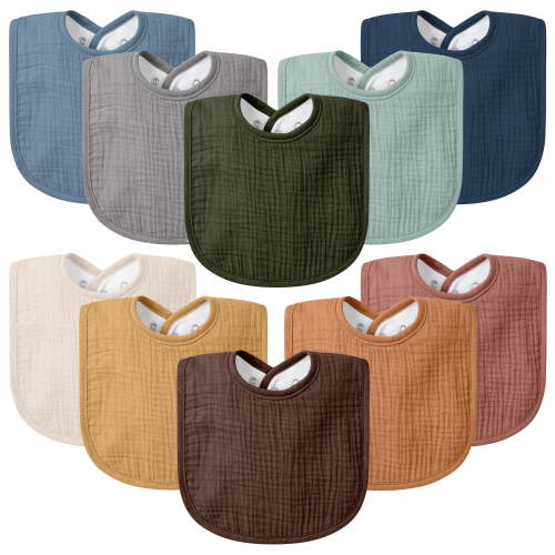 VOMARHUG Baby Muslin Bibs for Boys Girls,Organic Muslin Baby Bib for Drooling and Teething, 10 Pack Soft Bandana Drool Bibs