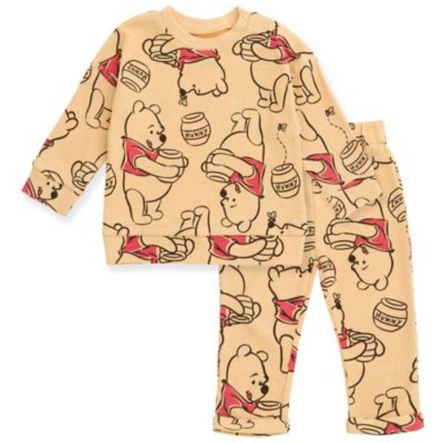 Disney Winnie the Pooh Infant Baby Boys Waffle Knit Drop Shoulder Sweatshirt and Jogger Pants Set Orange 18 Months