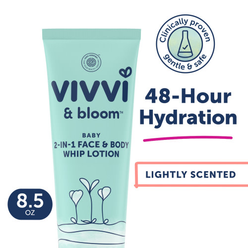 Vivvi & Bloom Gentle 2-in-1 Baby Face and Body Whip Lotion, Lightly Scented, 8.5 oz