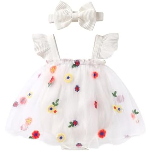 YOUNGER TREE Baby Girl Clothes Infant Romper Dress Floral with Headband