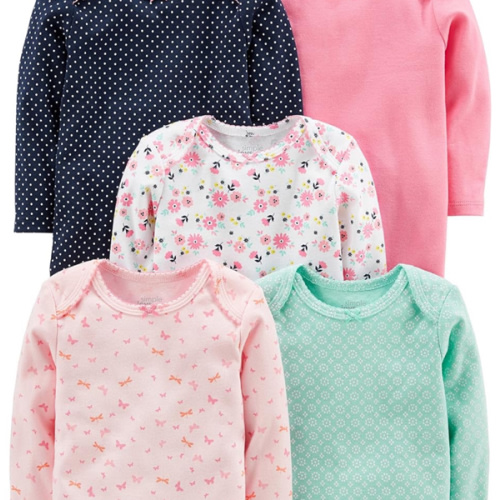 Simple Joys by Carter's Baby Girls' Long-Sleeve Bodysuit, Pack of 5