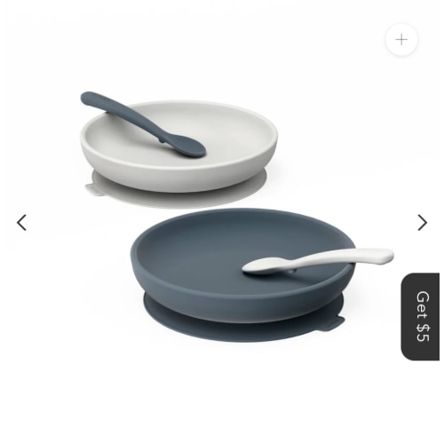 Duo Suction Plate & Spoon Set - Cloud / Storm
