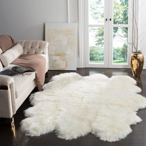 Handmade Natural Sheepskin Leanca 3.4-inch Thick Rug (Champagne Color)