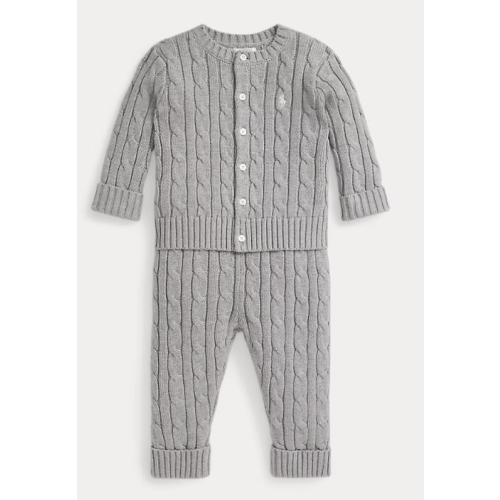 Cable-Knit Cotton Cardigan & Pant Set