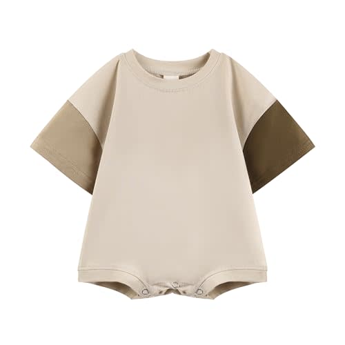 Bafeicao Baby Boy Girl Bubble Romper Color Block Short Sleeve T Shirt Newborn Summer Bodysuit