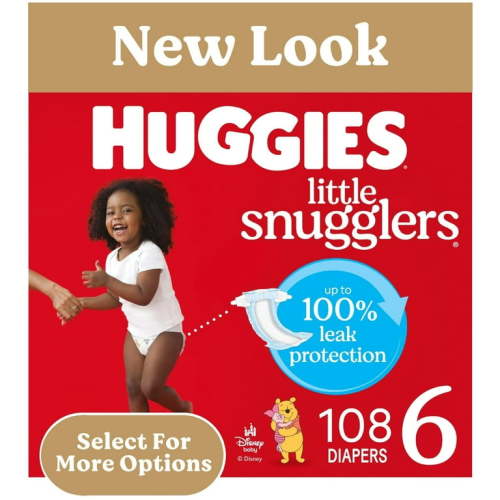 Huggies Little Snugglers Baby Diapers, Size 6 (35+ lbs), 108 Ct (2 Packs of 54) (Select for More)