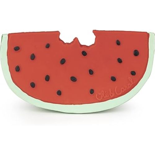 Oli & Carol Natural Rubber Teether - Fruit Shaped Teething Toy for Babies 0-12 Months | Baby Teething Relief | Teethers for Infants 0-6 & 6-12 Months | Natural Hevea Rubber (Wally The Watermelon)