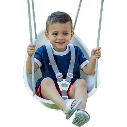 Swurfer Coconut Toddler Swing – Comfy Baby Swing Outdoor, 3- Point Adjustable Safety Harness, Secure, Safe Quick Click Locking System, Blister-Free Rope, Easy Installation, Ages 6-36 Months
